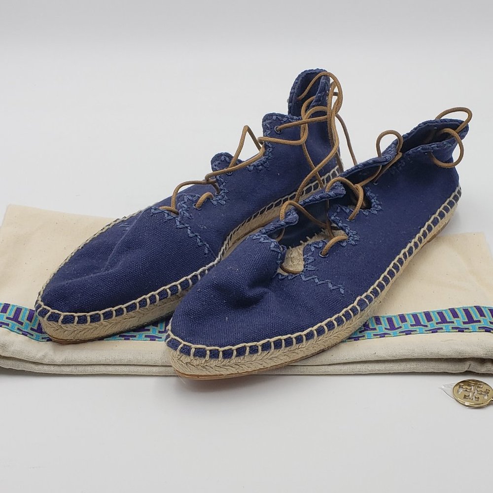 New - Tory Burch Canvas Laced Flats SIZE 7.5